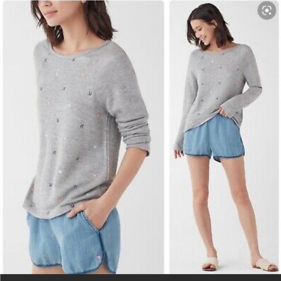 Splendid x Gray Malin Grey Umbrella Novelty Print Pullover Sweatshirt - Picture 2 of 8